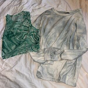 Green Marble Tank and Long Sleeve Top size medium